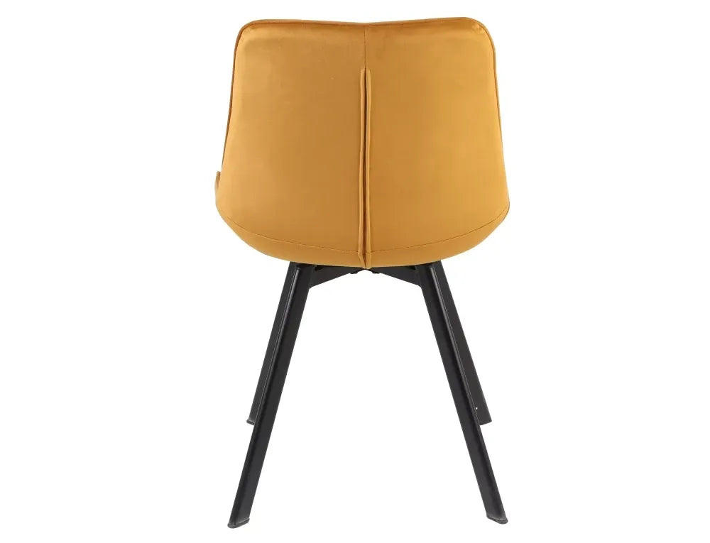 Set 2 scaune din Catifea Galben si Metal Negru Hx88Lx51xA60cm Monti