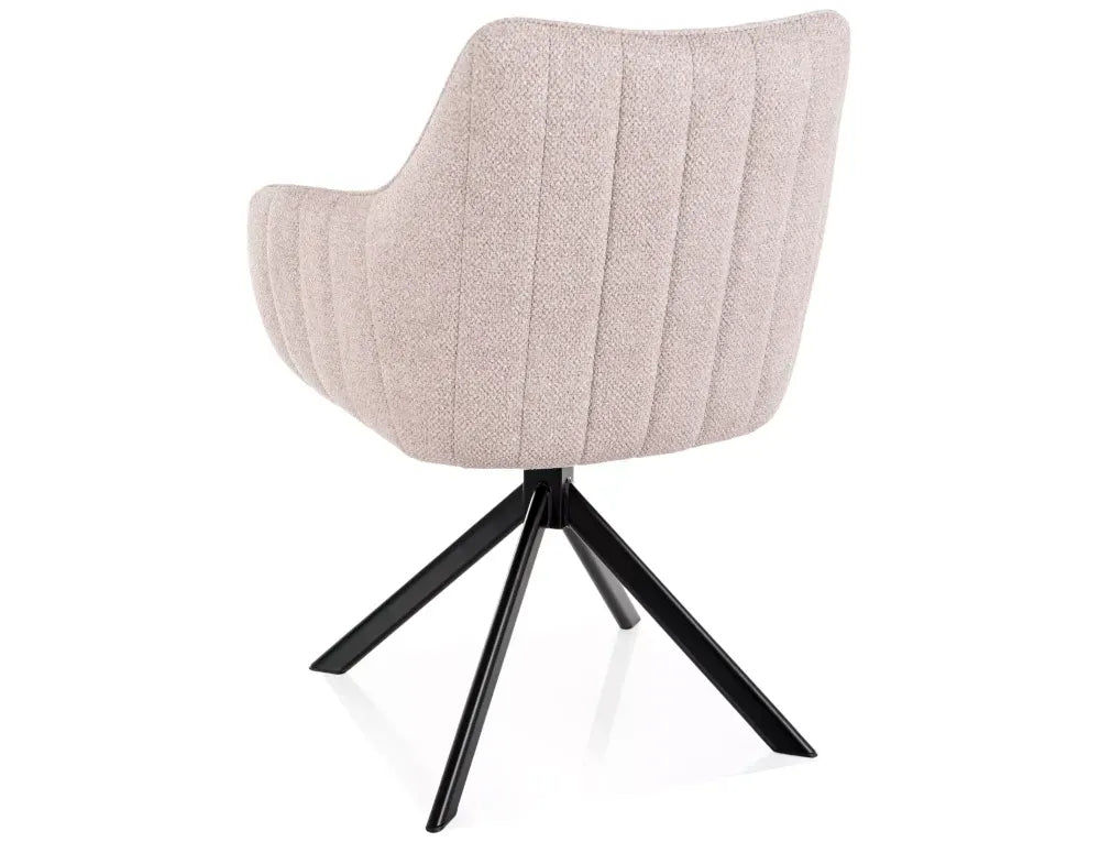 Scaun rotativ din Stofa Leo Bej deschis si Metal Negru H86xL61xA58cm Azalia