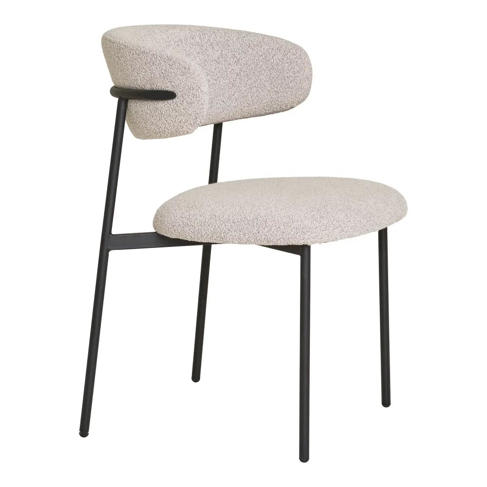 Set 2 scaune din Metal Negru si Stofa boucle Bej H79.5xL55xA59cm Mira