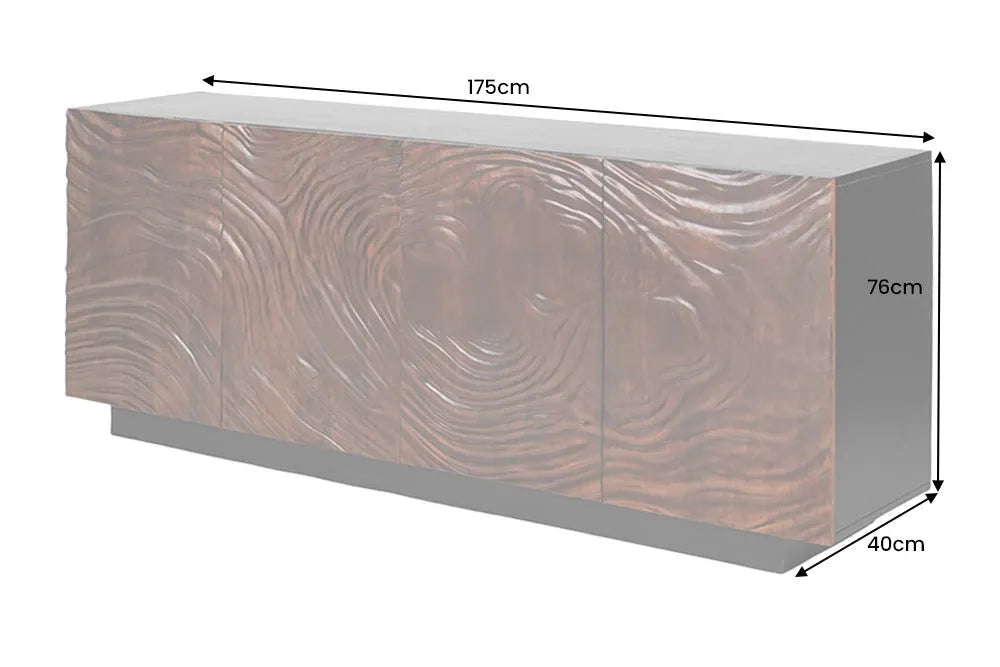 Comoda din Lemn de salcam Negru/Maro L175xH76cm FLUID