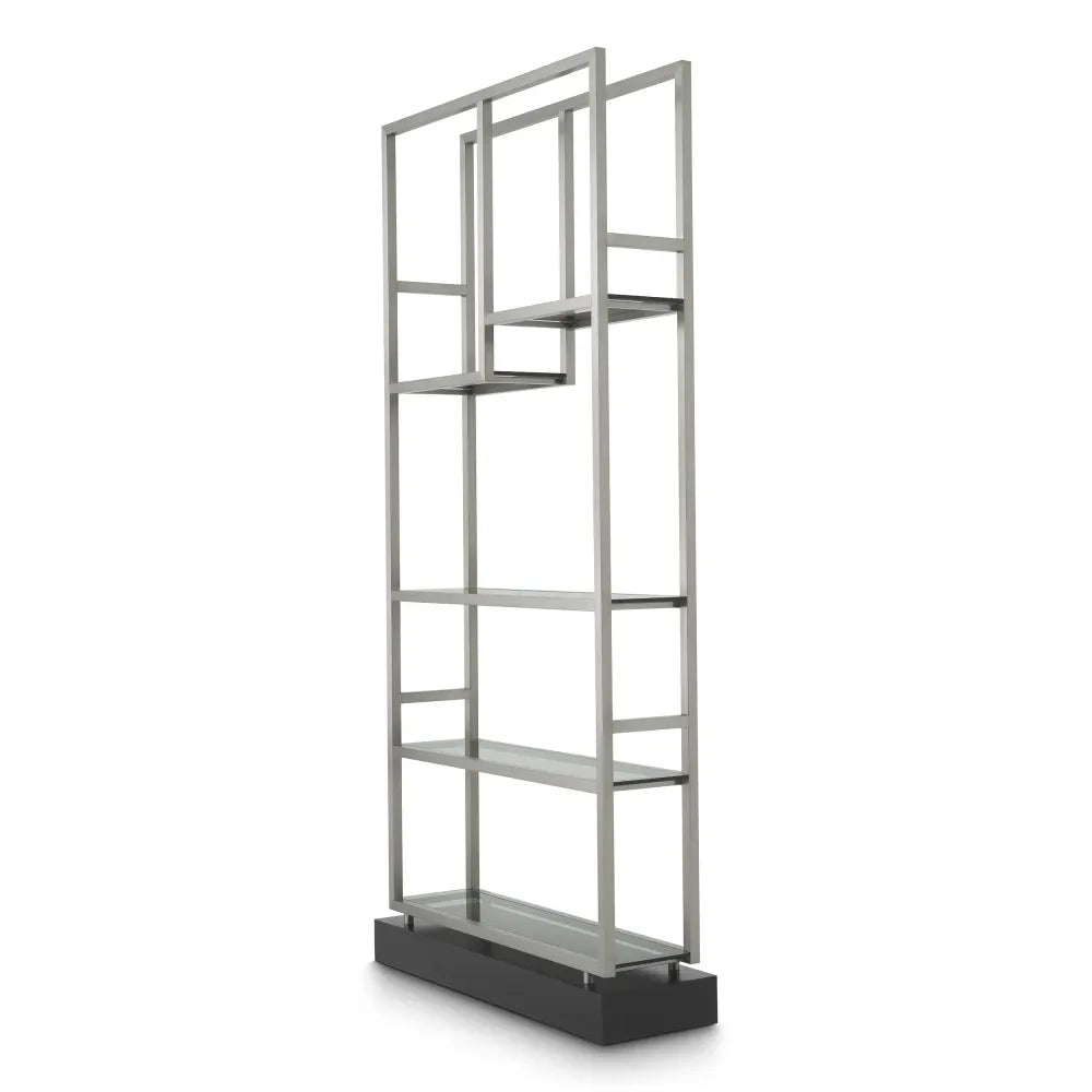 Etajera din Sticla Fumuriu si Metal Argintiu L35xH240.5cm Corrado I Eichholtz