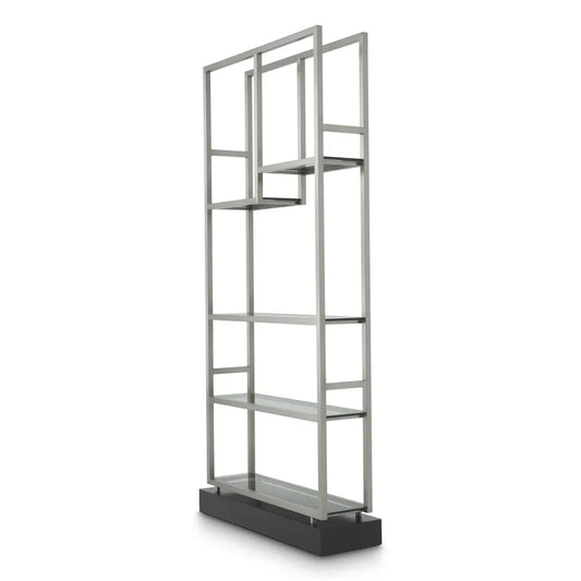 Etajera din Sticla Fumuriu si Metal Argintiu L35xH240.5cm Corrado I Eichholtz