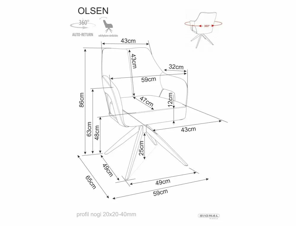 Scaun rotativ din Stofa Bej inchis si Metal Negru H86xL59xA65cm Olsen