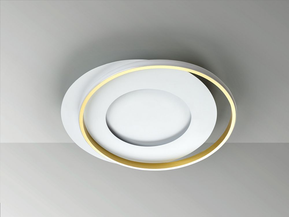 Plafoniera Limbos Auriu/Alb cu Led L55xH6cm