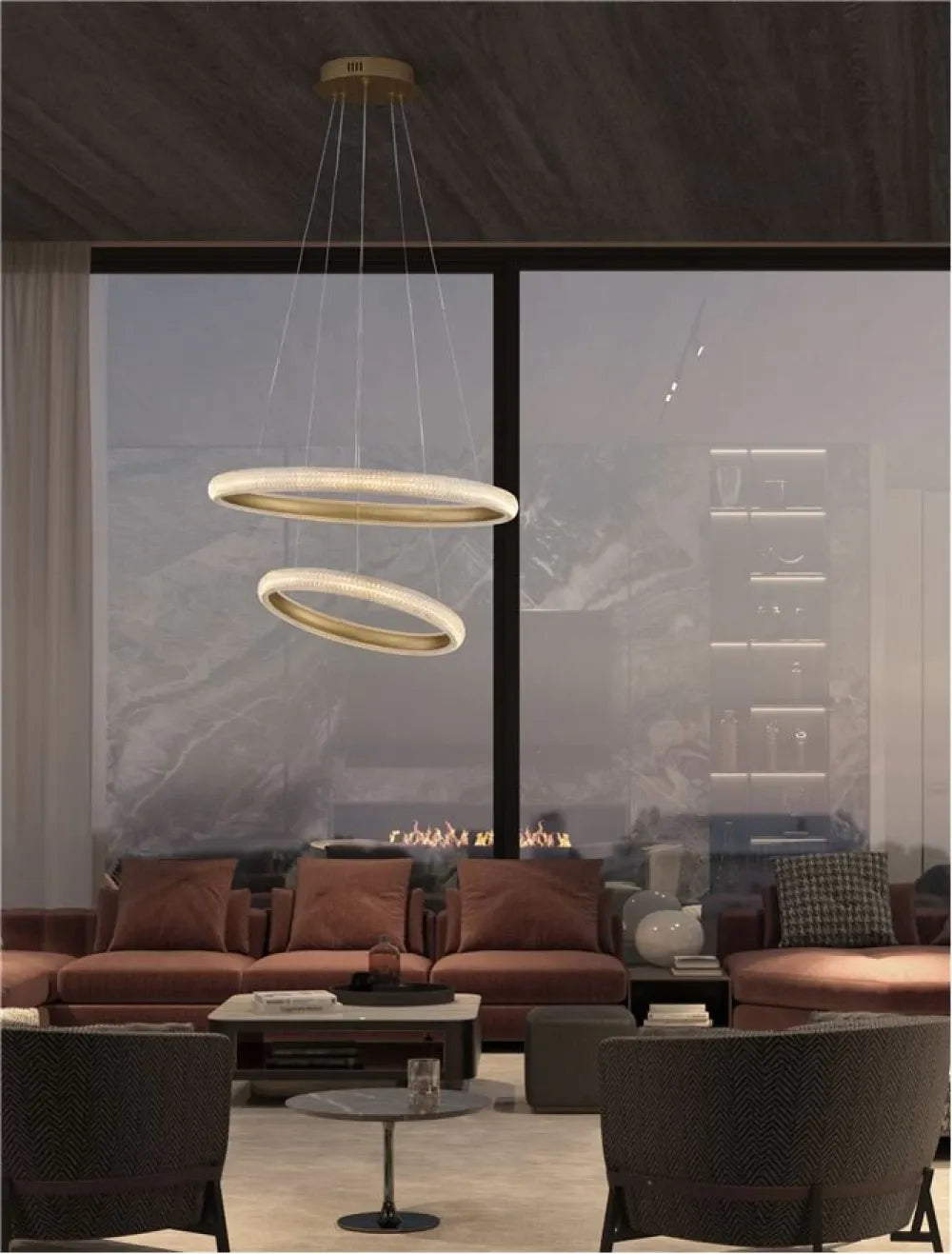 Candelabru structura din Aluminiu Auriu si abajur din Acrilic Transparent H120xL59cm IP20 41.5W 3500lm 3000k MEDORA