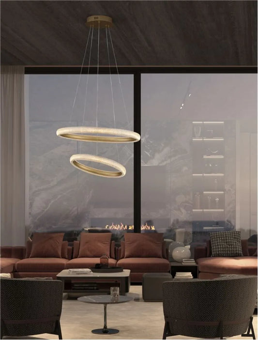 Candelabru structura din Aluminiu Auriu si abajur din Acrilic Transparent H120xL59cm IP20 41.5W 3500lm 3000k MEDORA