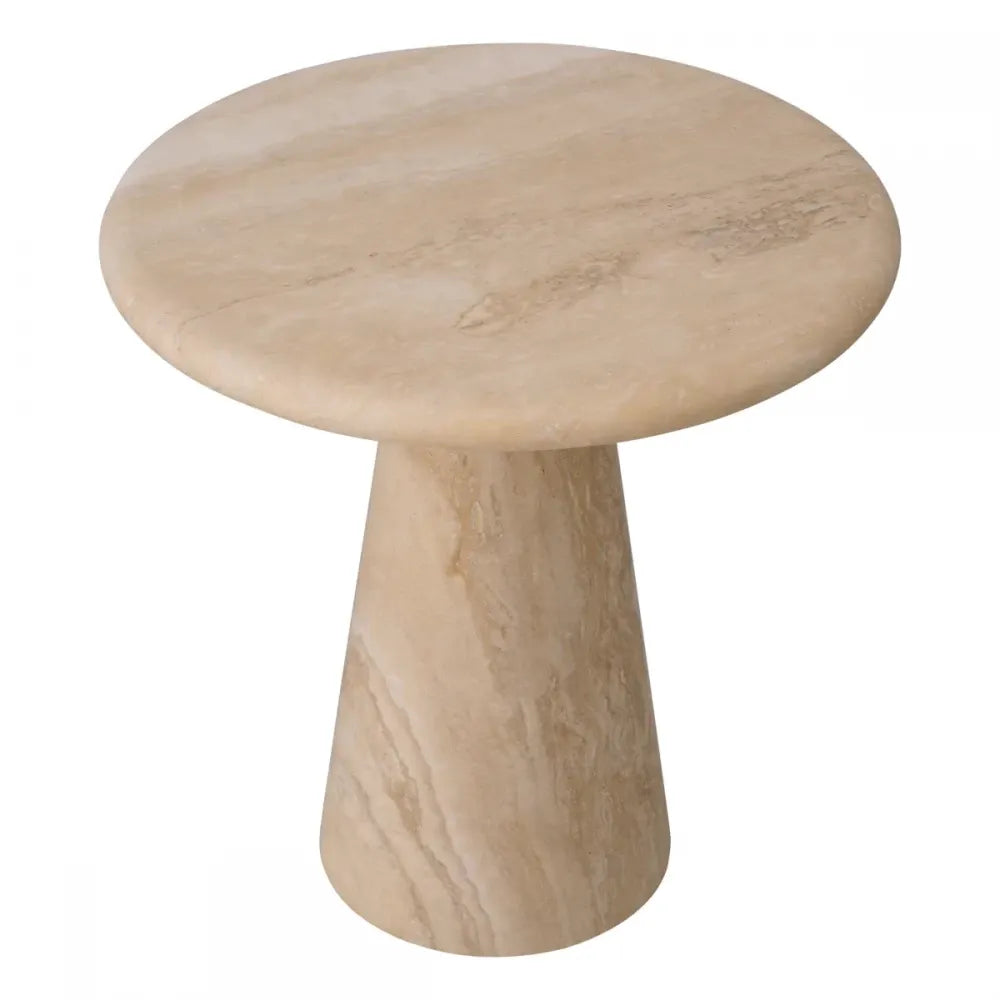 Masuta laterala Rotunda din Travertin Bej D45xH46cm Adriana S Eichholtz