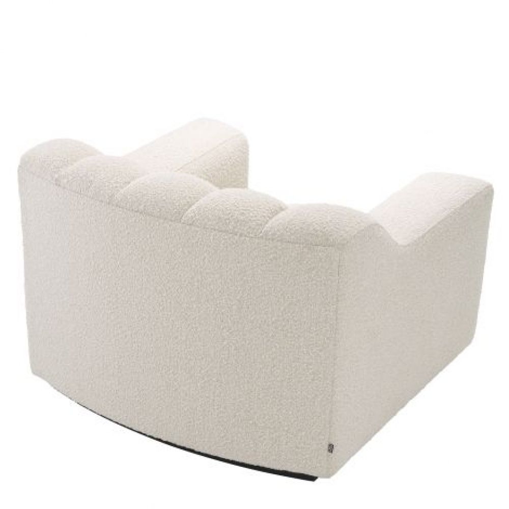 Fotoliu Kelly Eichholtz tapitat cu Stofa Boucle Crem cu baza din Lemn Negru H78.5xL107xA96cm