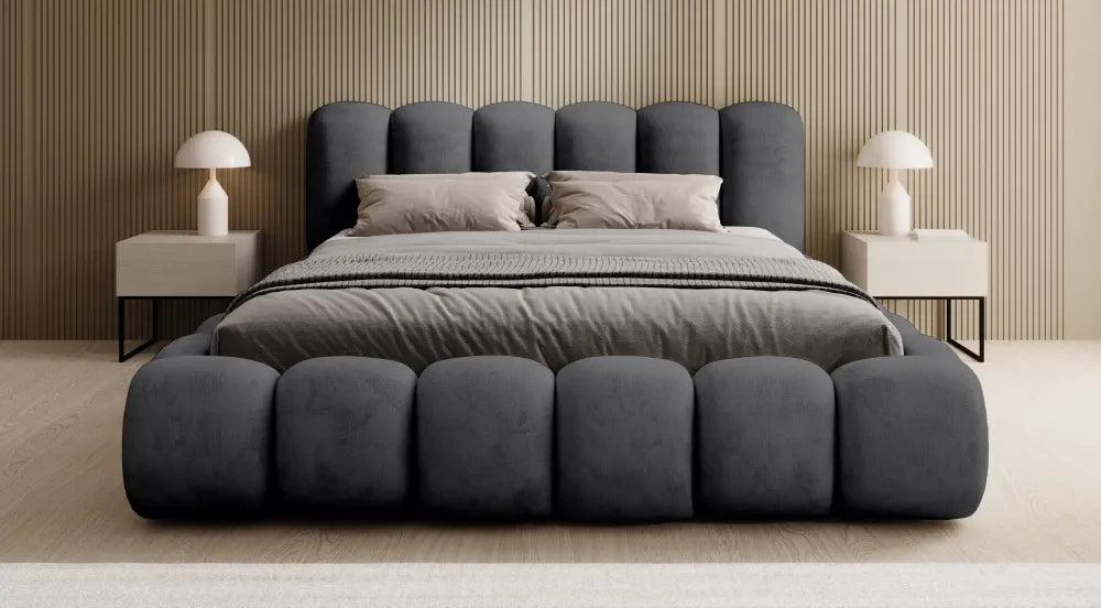 Pat 140x200cm tapitat cu Chenille Negru Dallas