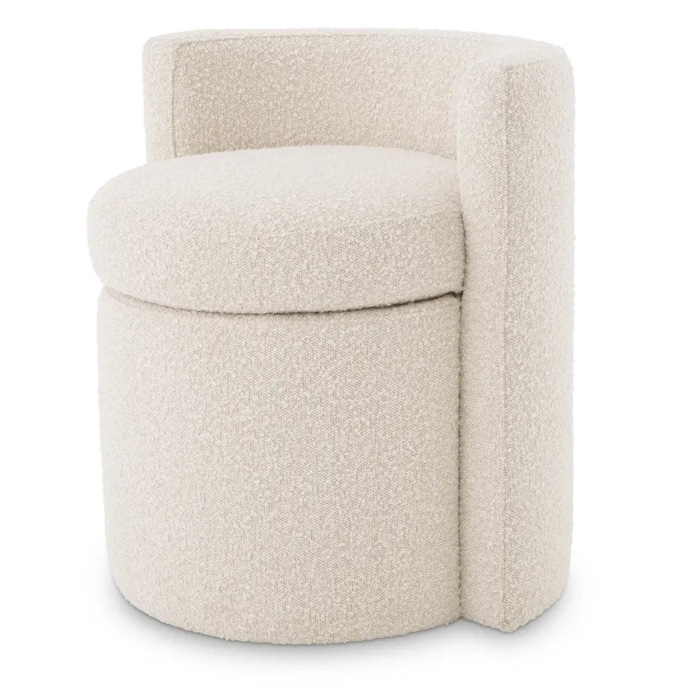 Taburet tapitat cu Stofa boucle Crem L61xA57xH64cm Arcadia Eichholtz