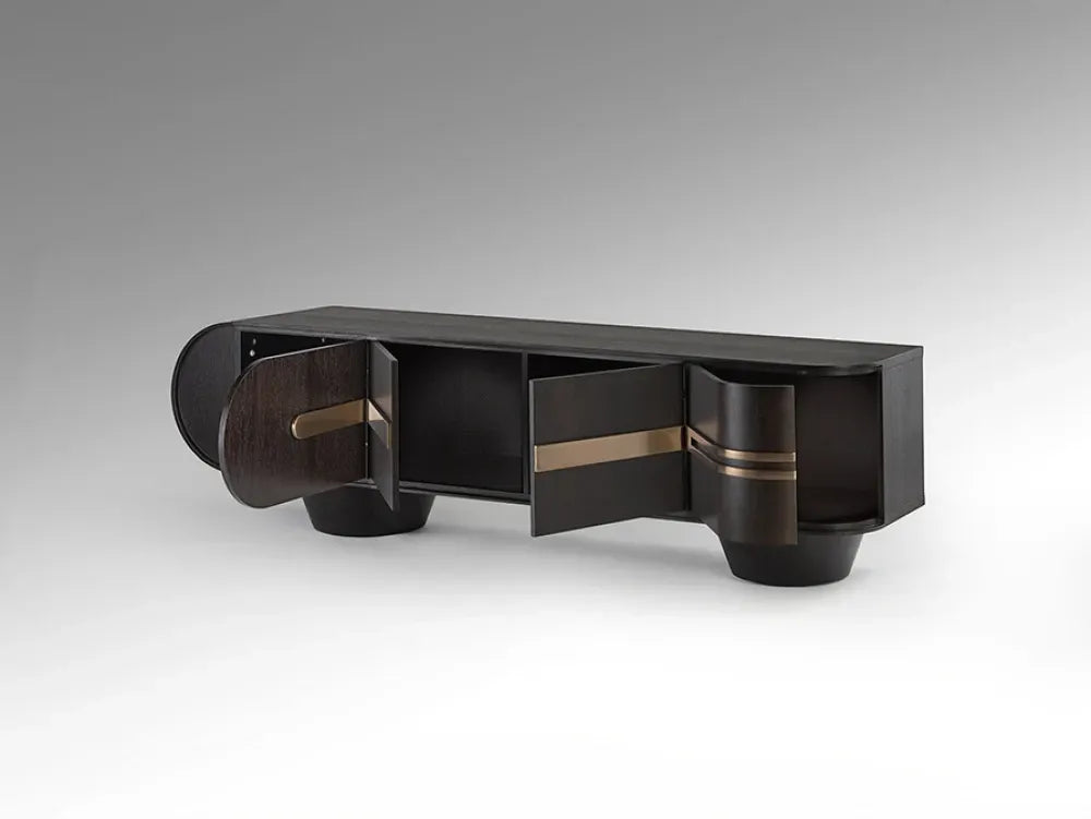 Comoda TV din MDF/Funir de stejar Maro inchis L200xH56cm Luca