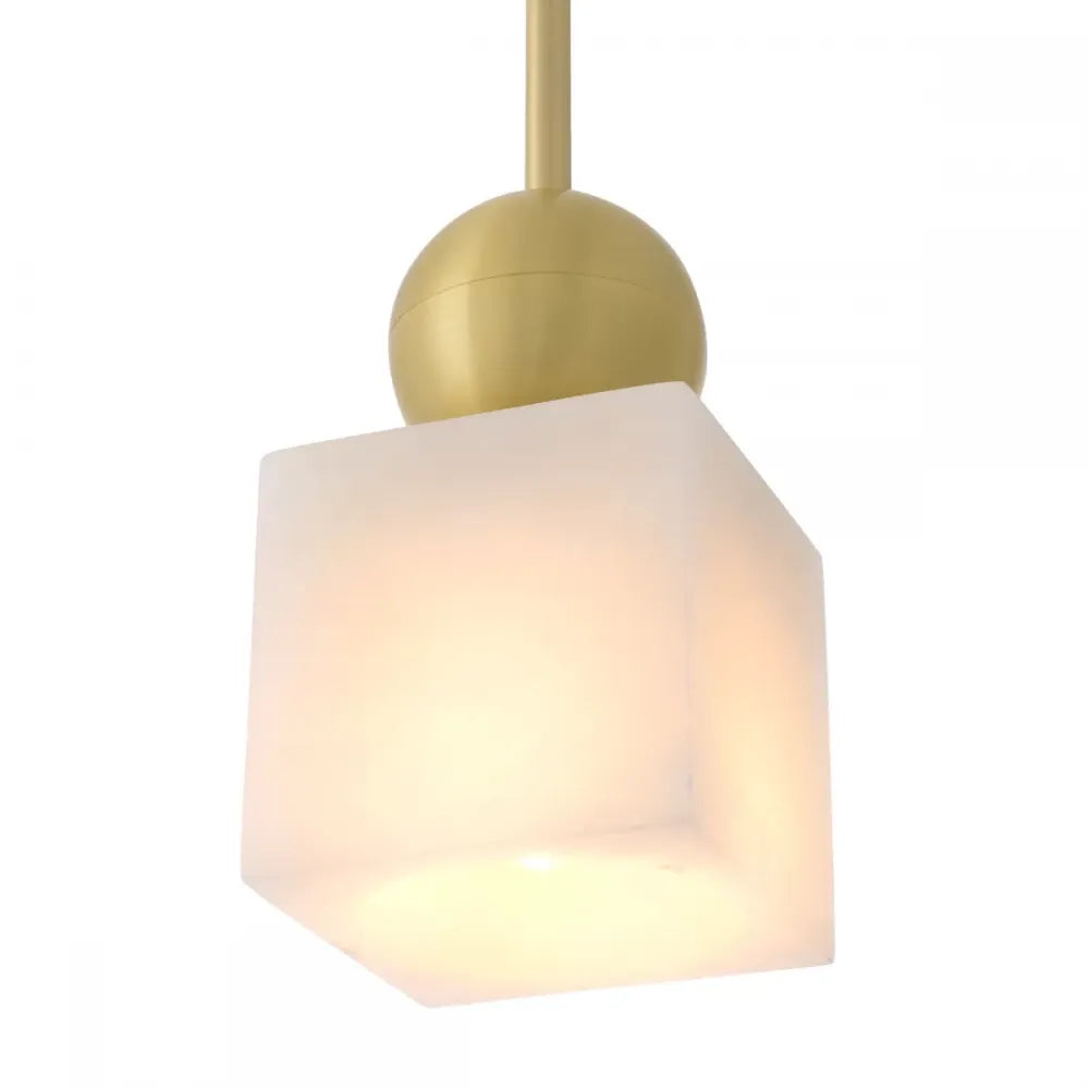 Pendul din Metal Alama si Alabastru Alb H24xL12cm Etruscan Square Eichholtz