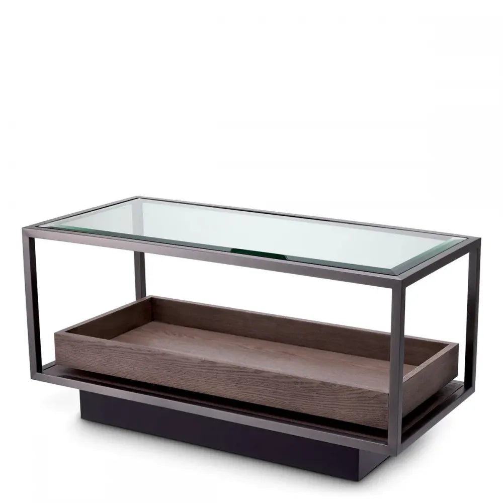Masuta laterala Dreptunghiulara din Metal Bronz si Sticla Transparent L90xl42cm Roxton Eichholtz