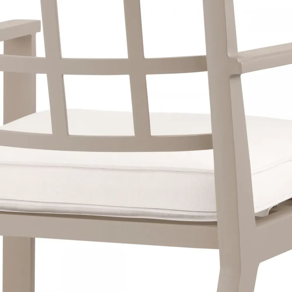Scaun de exterior din Metal Bej si Stofa Alb H88.5xL64.5xA65cm Cap-Ferrat Eichholtz