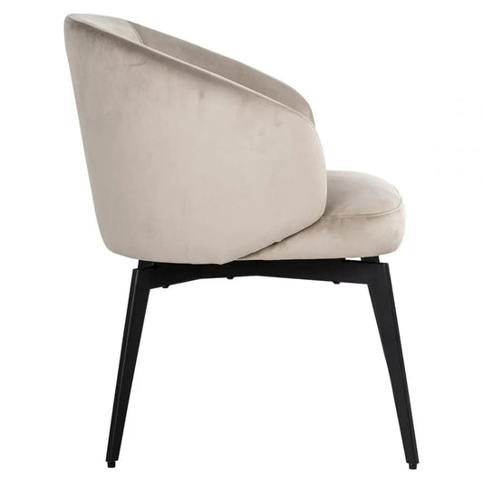 Scaun tapitat cu Catifea Bej khaki cu picioare din Metal Negru H79xL59xA61cm Amphara Richmond Interiors