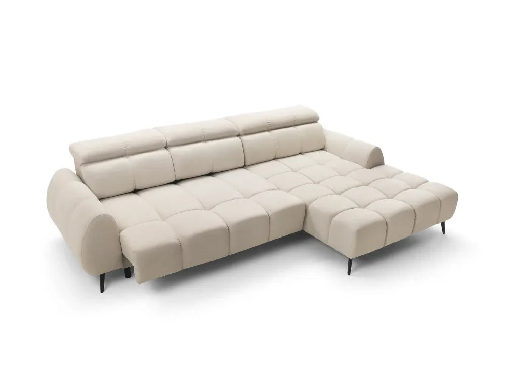 Coltar extensibil electric tapitat cu Catifea Bej Piano