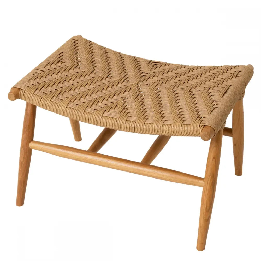 Scaun de exterior cu taburet din Lemn de tec Maro si Polietilena Maro H78.5xL68xA140cm Laroc Eichholtz