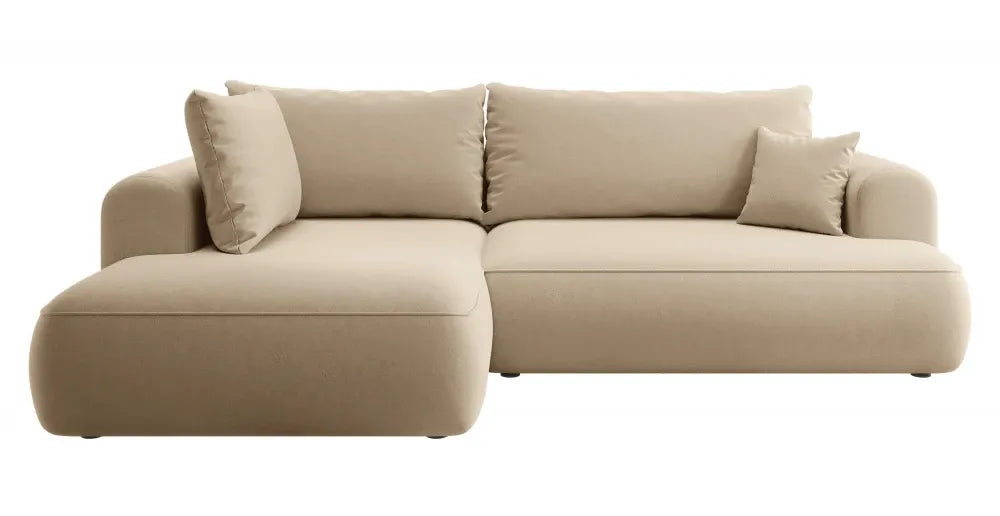 Coltar extensibil catifea cappuccino cu lada depozitare Nubio