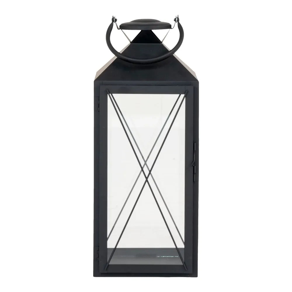 Set 2 felinare din Metal/Sticla Negru/Transparent H45/70xL19/23cm Casa