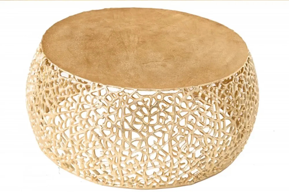 Masuta de cafea Rotunda din Metal Auriu D73xH31cm Leaf