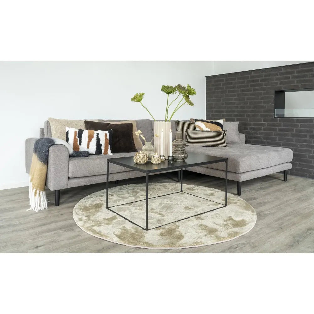 Coltar orientare dreapta cu picioare din Lemn de fag Negru tapitat cu Stofa Bej L290xH76cm Lido