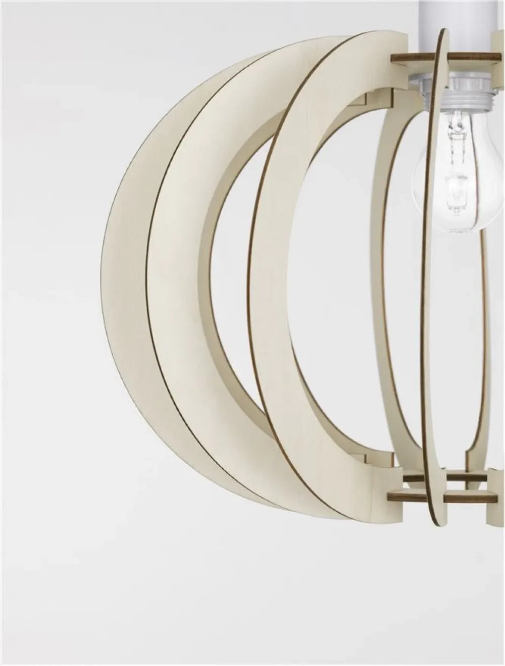 Pendul structura din Metal Alb si abajur din Lemn Bej H126xL40cm IP20 OTTOLINE