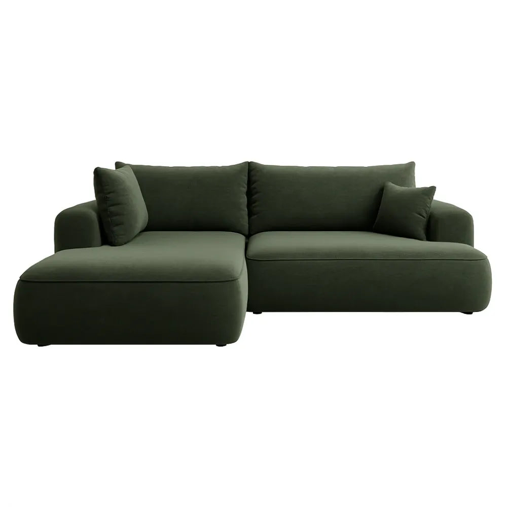 Coltar extensibil Catifea Vogue Verde cu lada depozitare Nubio