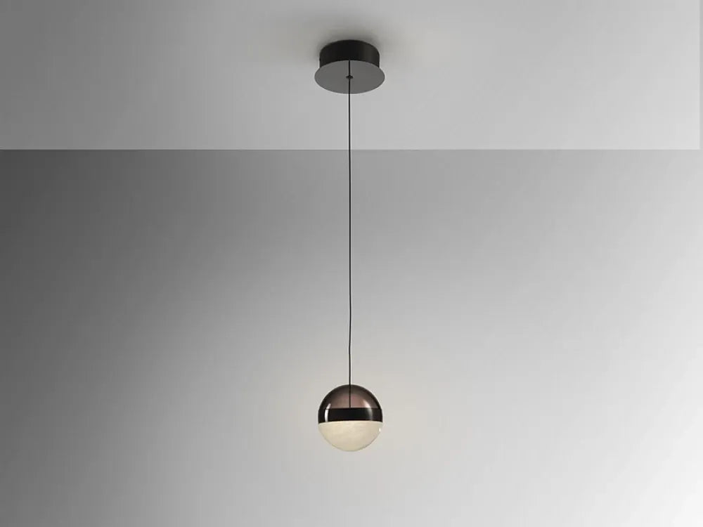Pendul din Metal Negru si Policarbonat/Sticla Transparent/Fumuriu H160xD12cm Orbes
