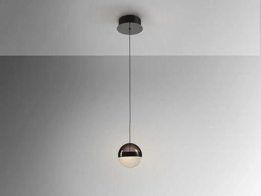 Pendul din Metal Negru si Policarbonat/Sticla Transparent/Fumuriu H160xD12cm Orbes
