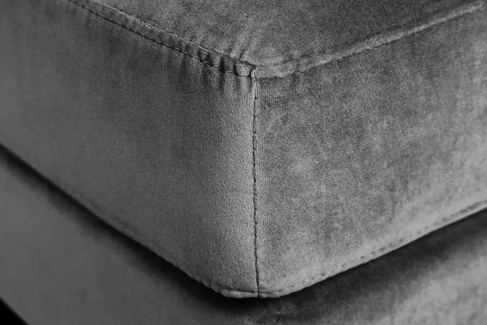 Puf din Lemn/Metal Negru/Auriu si Catifea Gri H45xL80cm Cozy