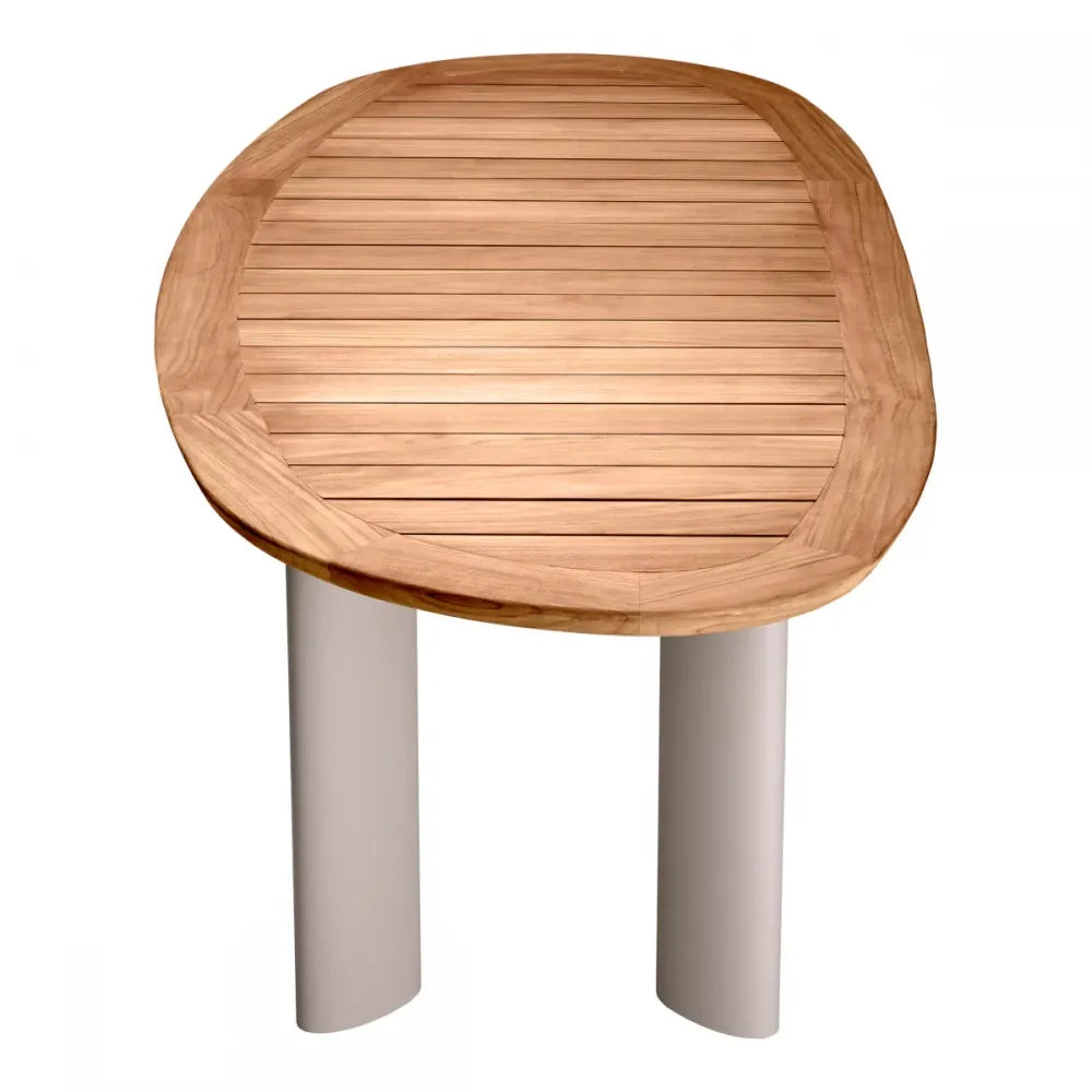 Masa de exterior din Metal Bej si Lemn de tec Maro H76xL258.5cm Free Form Eichholtz