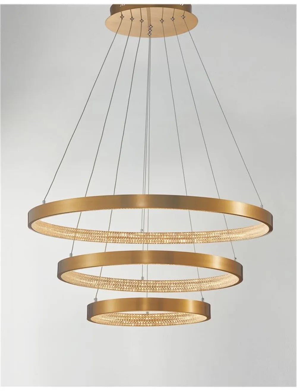 Candelabru structura din Aluminiu Auriu antichizat si abajur din Acrilic Transparent H150xL80cm IP20 112W 4731lm 3000k PRESTON