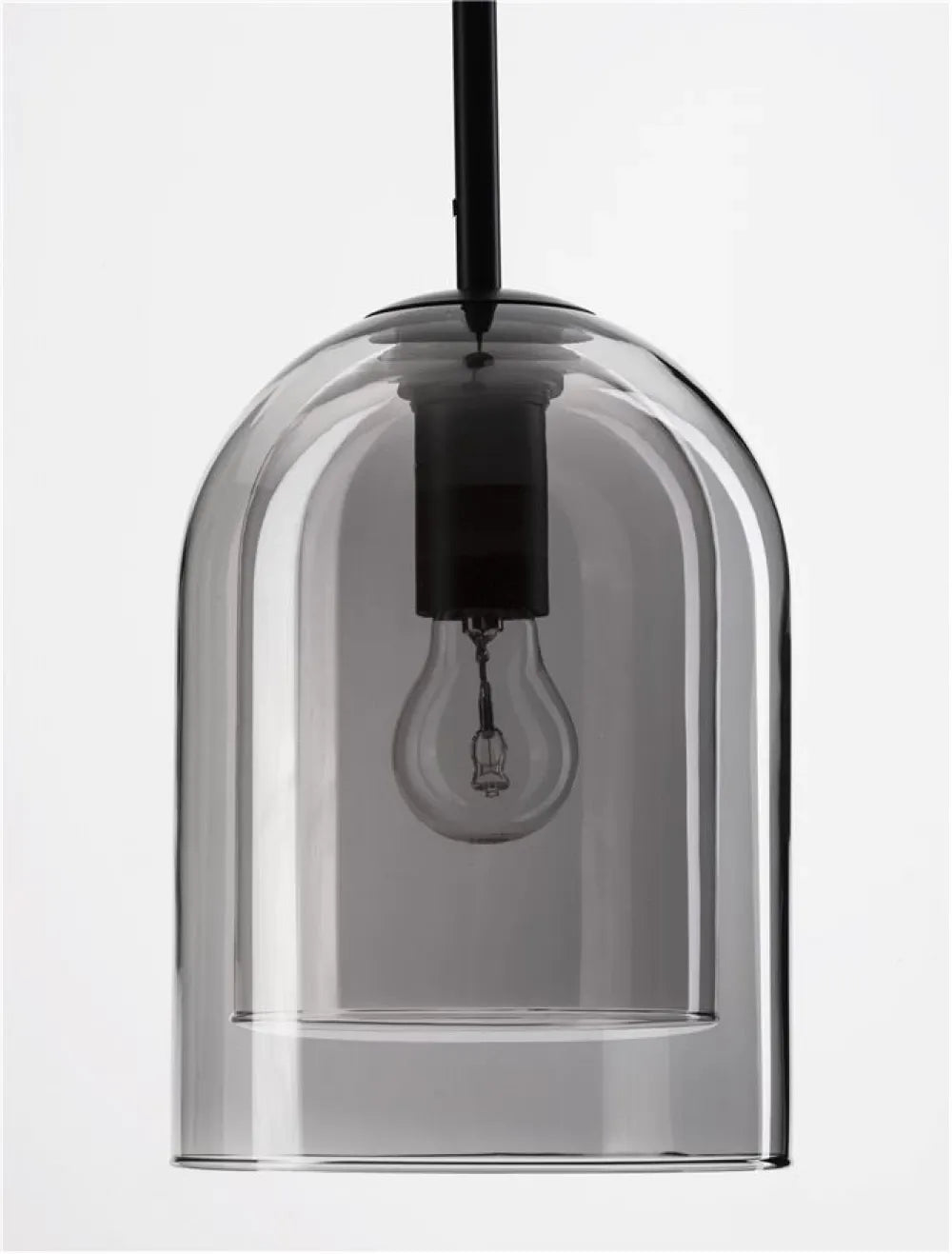 Pendul structura din Metal Negru si abajur din Sticla Fumuriu H240xL18cm IP20 VELOR