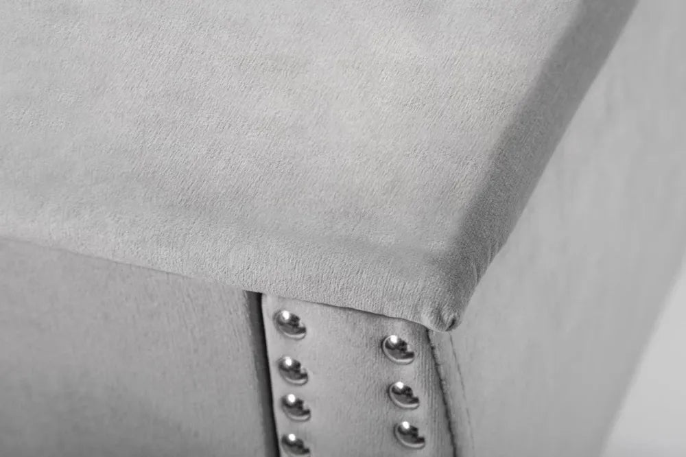 Noptiera din Catifea Gri si Metal Argintiu L47xH45cm Extravagancia chesterfield