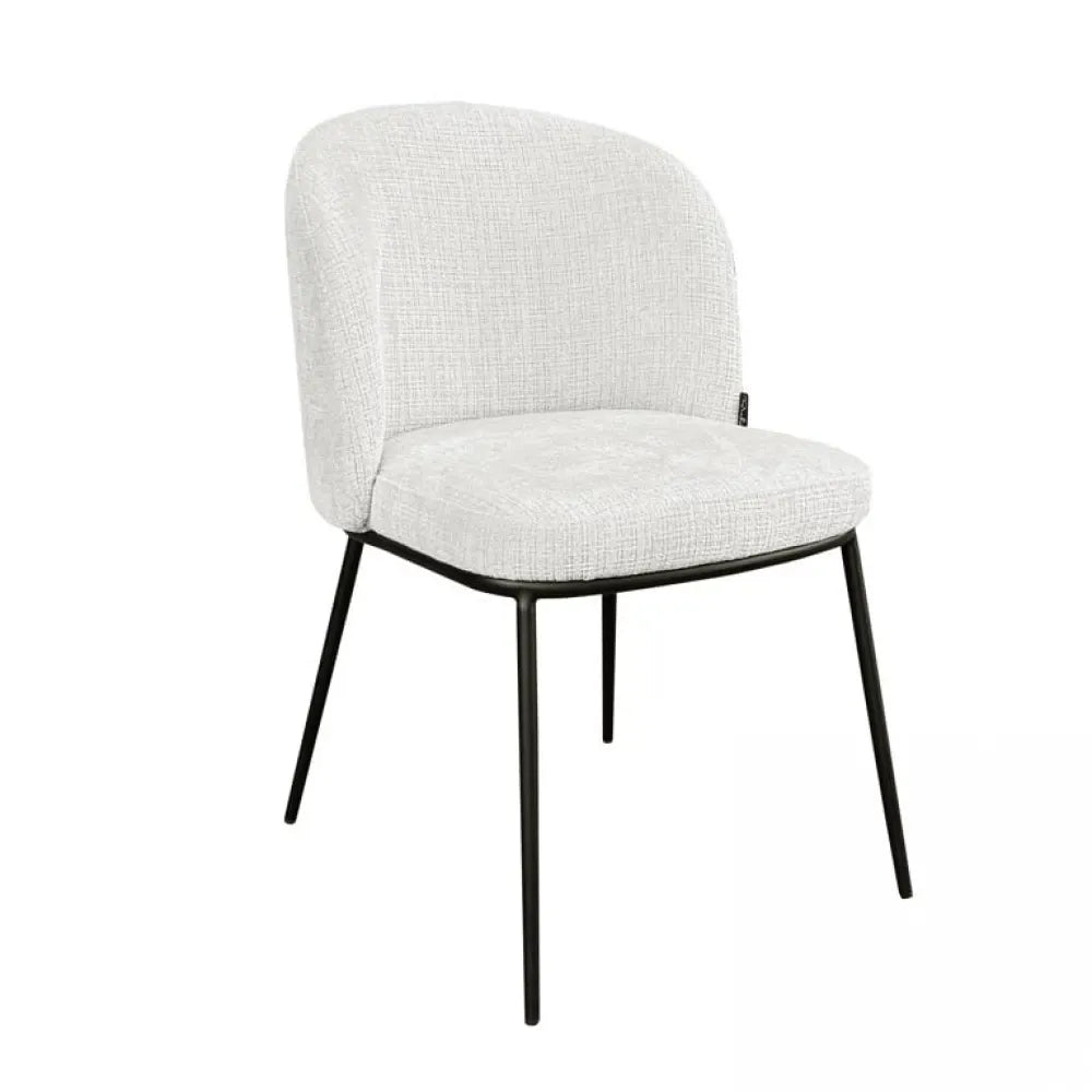 Scaun tapitat cu Chenille ignifug Bej cu picioare din Metal Negru H82xL53xA63cm Elvi Richmond Interiors
