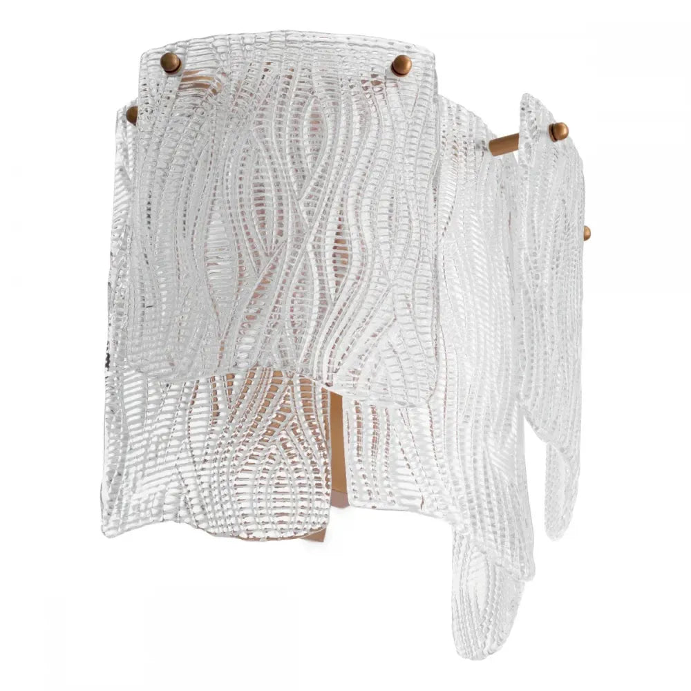 Aplica de perete din Otel inoxdabil Alama atichizata si Sticla texturata Transparent H36xL39cm Asinara Eichholtz