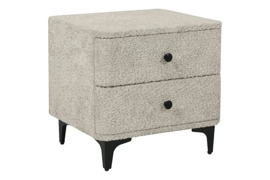 Noptiera din Stofa boucle Grej si Metal Negru L45xH44cm Art deco