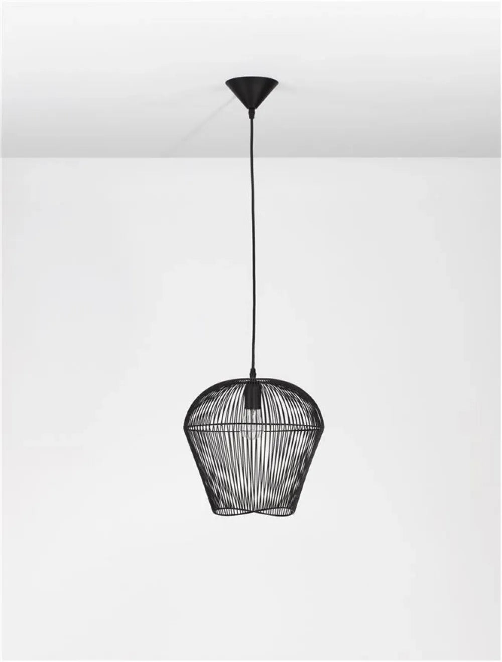 Pendul structura din Aluminiu Negru si abajur din Aluminiu Negru H185xL31.5cm IP20 BREDO