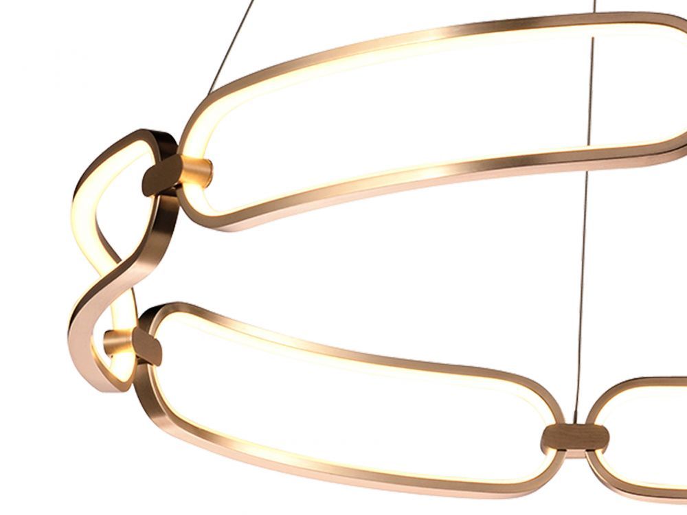 Lustra rotunda cu inaltime reglabila din Aluminiu Rose Gold cu LED D80xH110cm Colette