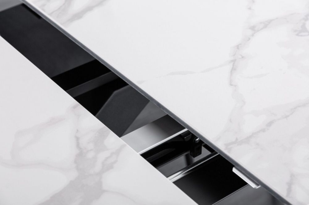 Masa extensibila dreptunghiulara din Ceramica si Metal Alb/Negru de 6-8 persoane L180/225x90cm Eternity