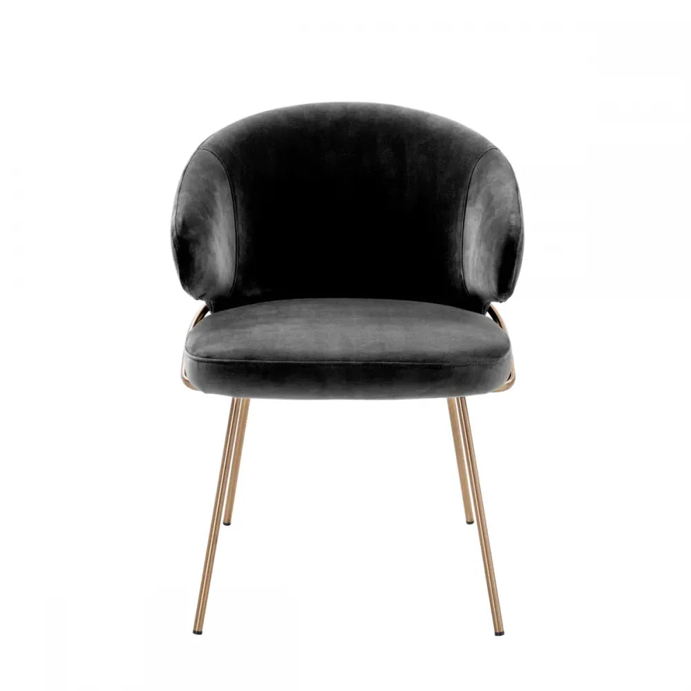Scaun cu brate din Catifea si Metal Gri inchis/Alama H81xL60xA64cm Eichholtz Kinley