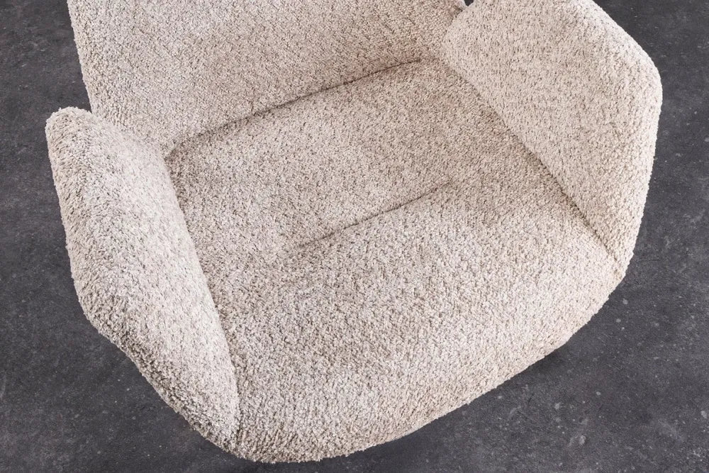 Set 2 scaune rotative tapitat cu Stofa Boucle Bej cu picioare din Lemn de stejar Maro H85xL61xA63cm Baltic