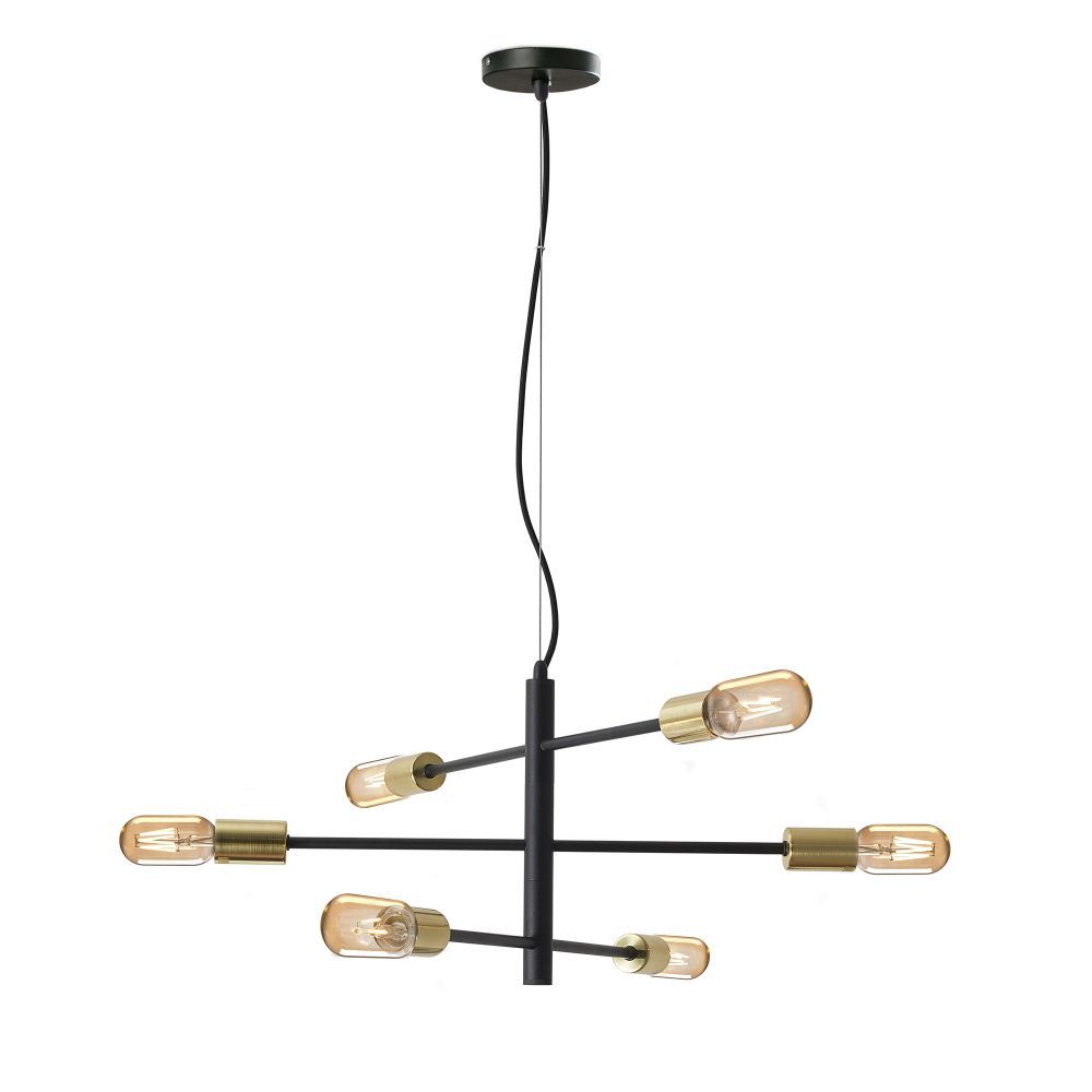 Lustra asimetrica cu inaltime reglabila din Metal Negru cu 6 becuri D62xH165cm Soho
