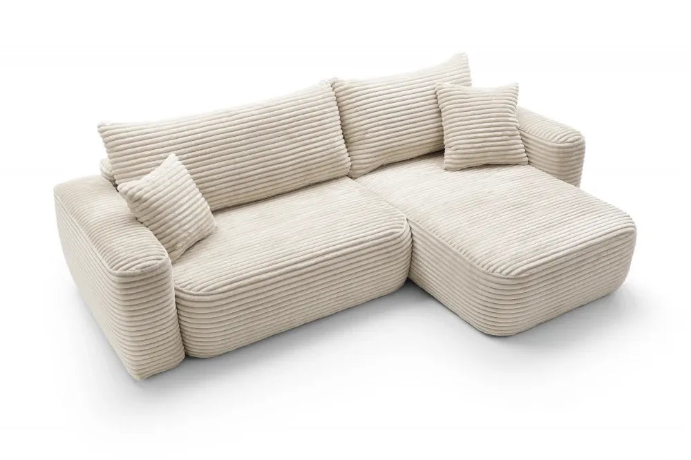 Coltar extensibil tapitat cu Corduroy Bej cu lada depozitare Billy