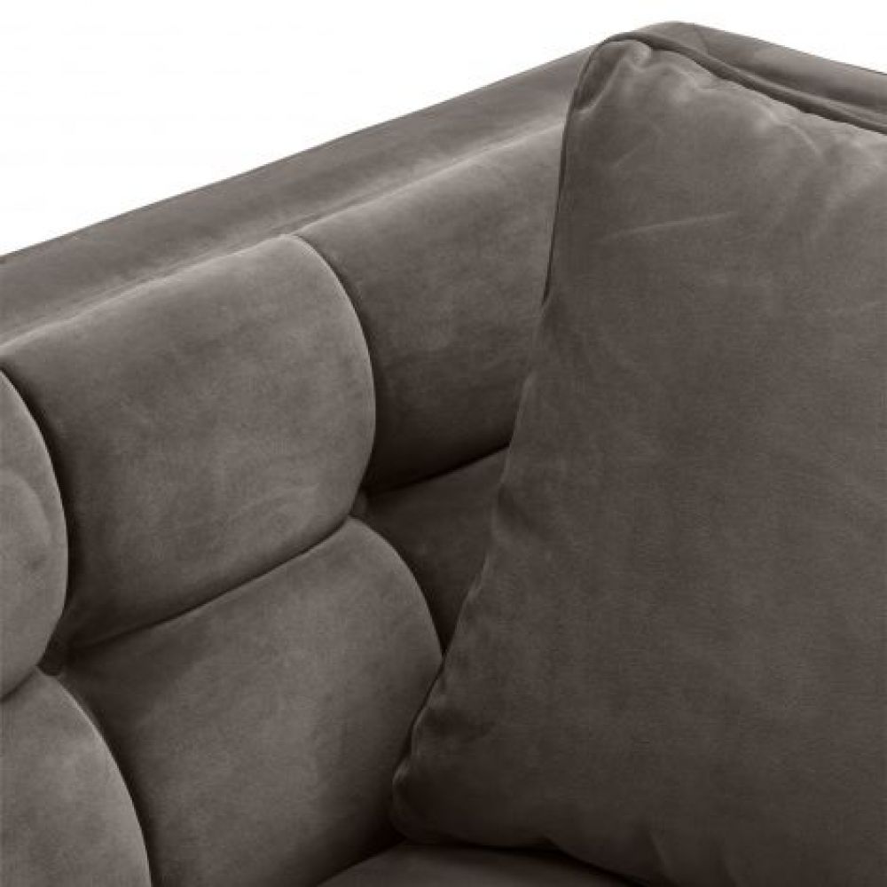 Fotoliu tapitat cu Catifea  Gri cu baza din Metal Auriu H68xL104xA95cm Sienna