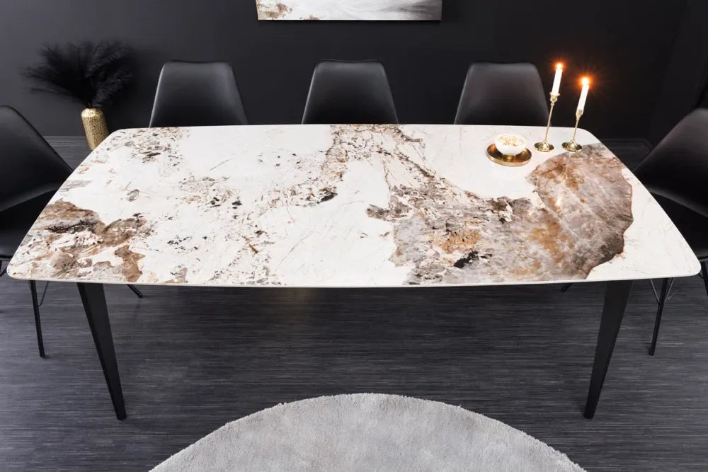 Masa din Ceramica Multicolor si Metal Negru L180xH90cm Milano