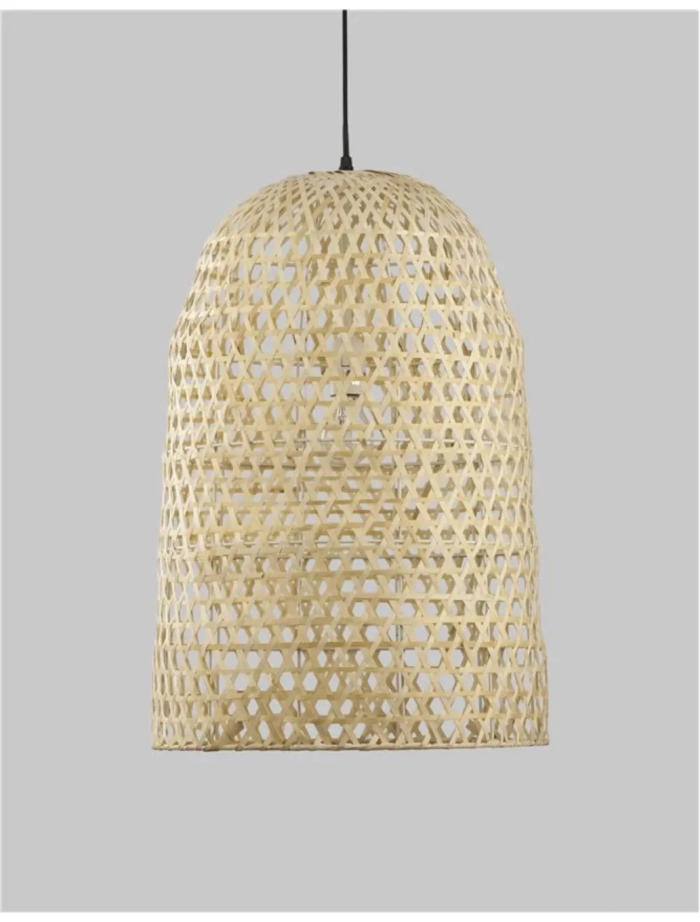 Pendul structura din Metal Negru si abajur din Ratan Bej H250xL40.5cm IP20 AURORA