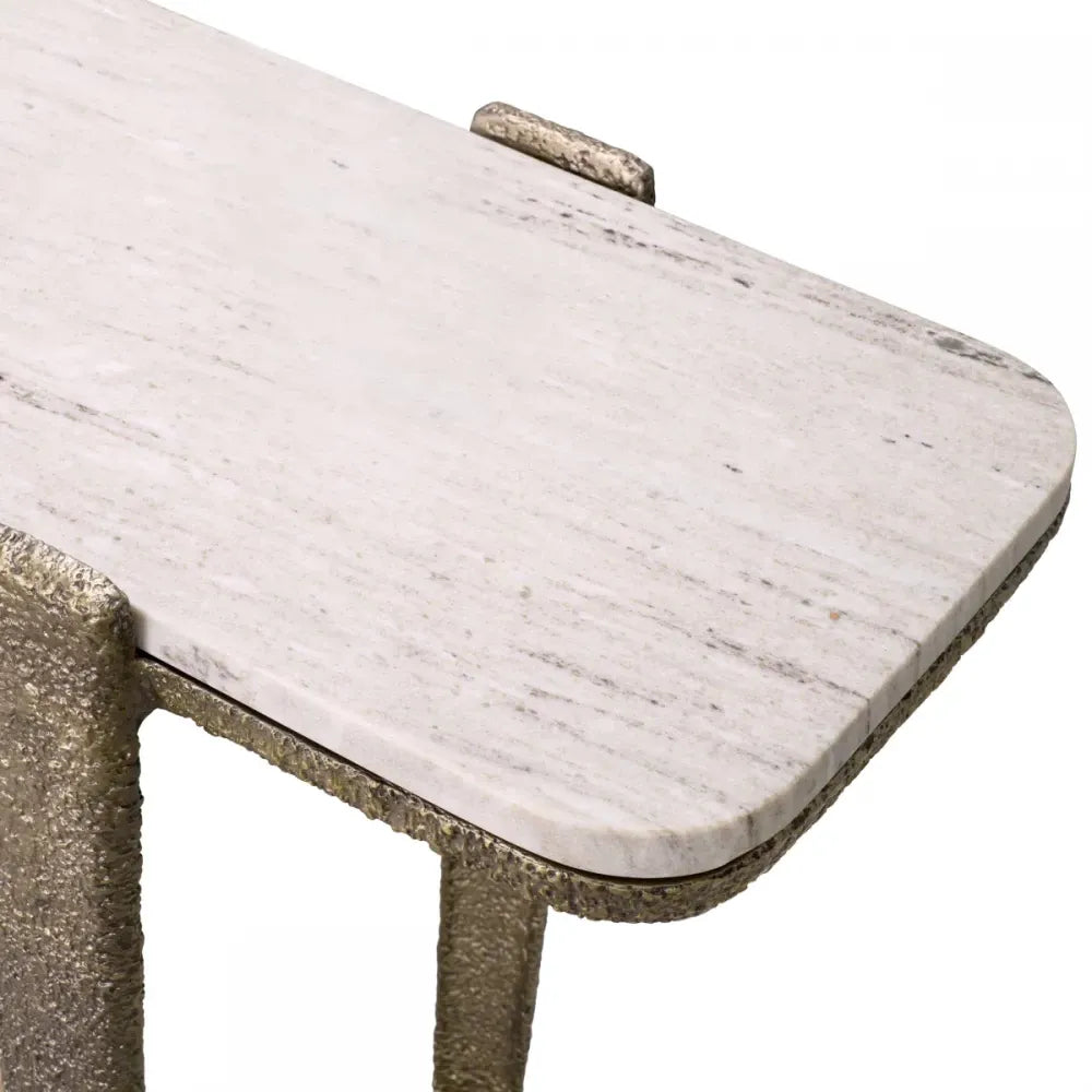 Consola din Marmura Bej si Metal Alama antichizata L140xH79cm Orinda Eichholtz