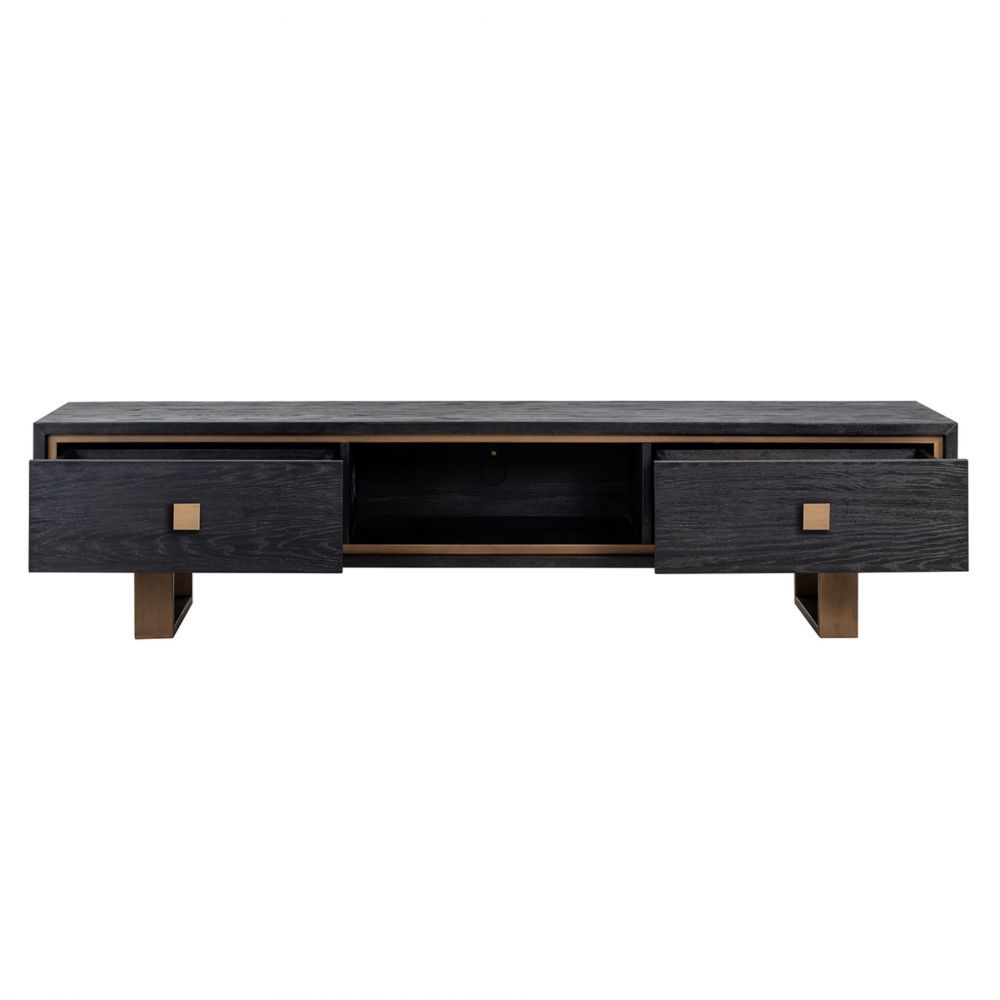 Comoda din Lemn masiv de stejar si Metal Negru/Auriu L190xH46cm Hunter Richmond Interiors