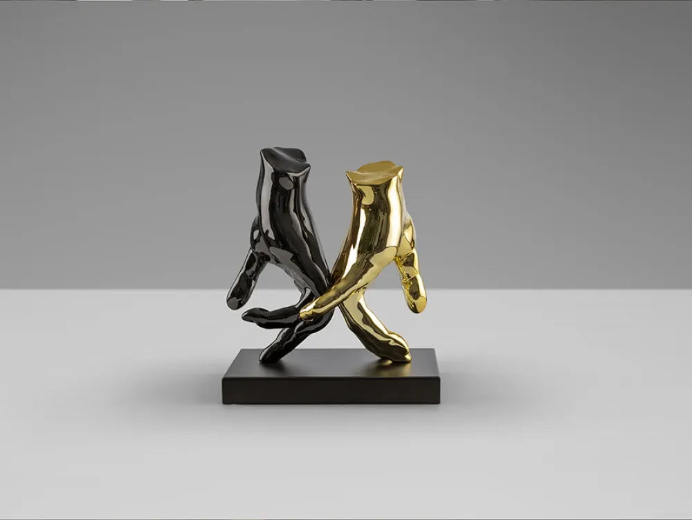 Obiect decorativ din Rasina Negru/Auriu L18xH20cm Manos